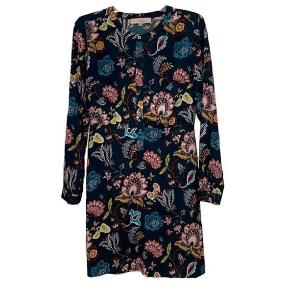 LOFT Teal Green Floral Pullover Dress Size Womens Size 2 - Picture 1 of 12